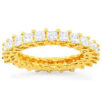Thumbnail for 14K Yellow Solid Gold Womens Diamond Eternity Ring Band 2.65 Ctw