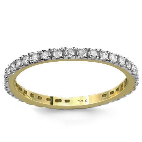 14K Yellow Solid Gold Womens Diamond Eternity Wedding Ring Band 0.37 Ctw