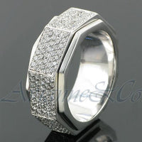 Thumbnail for 18K Solid Gold Black Rhodium Plated Mens Diamond Eternity Ring Band 3.48 Ctw