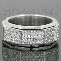 Thumbnail for 18K Solid Gold Black Rhodium Plated Mens Diamond Eternity Ring Band 3.48 Ctw