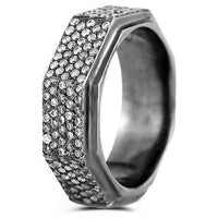 Thumbnail for 18K Solid Gold Black Rhodium Plated Mens Diamond Eternity Ring Band 3.48 Ctw