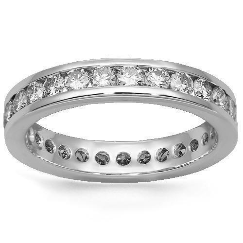 18K Solid White Gold Mens Diamond Eternity Ring Band 1.90 Ctw