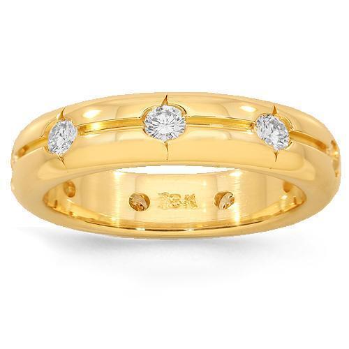 18K Solid Yellow Gold Womens Diamond Eternity Ring Band 1.05 Ctw