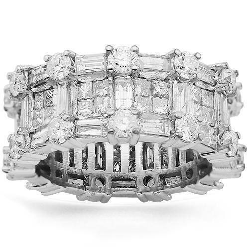 18K White Gold Womens Diamond Eternity Ring Band 5.00 Ctw