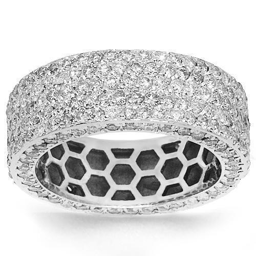 18K White Solid Gold Mens Diamond Eternity Band 4.78 Ctw