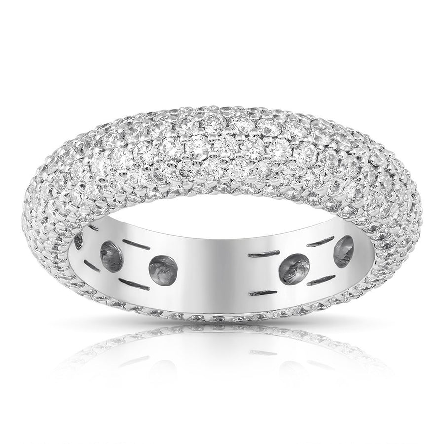 18K White Solid Gold Mens Diamond Eternity Ring Band 3.50 Ctw