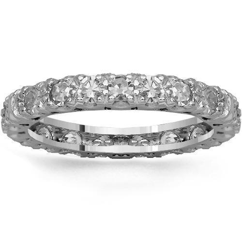 18K White Solid Gold Womens Diamond Eternity Ring Band 2.00 Ctw