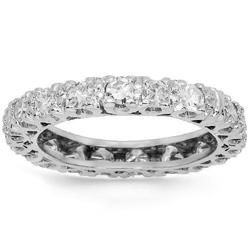 18K White Solid Gold Womens Diamond Eternity Ring Band 2.00 Ctw