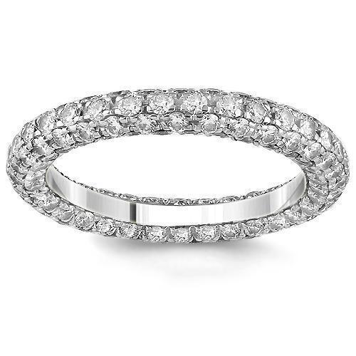 18K White Solid Gold Womens Diamond Eternity Ring Band 2.57 Ctw