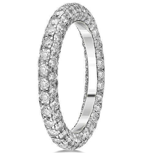 18K White Solid Gold Womens Diamond Eternity Ring Band 2.57 Ctw