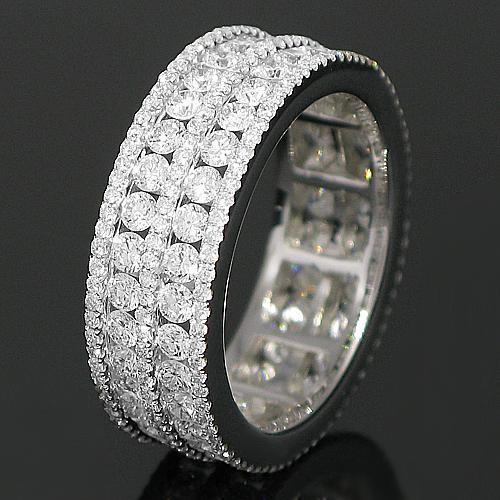 18K White Solid Gold Womens Diamond Eternity Ring Band 2.61 Ctw