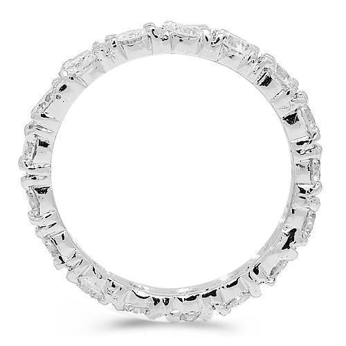 18K White Solid Gold Womens Diamond Eternity Ring Band 2.80 Ctw