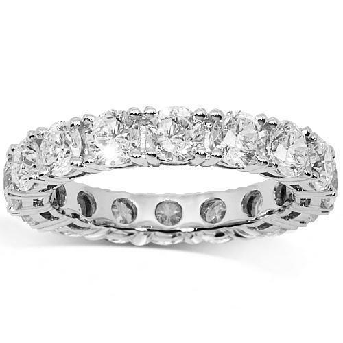 18K White Solid Gold Womens Diamond Eternity Ring Band 4.00 Ctw