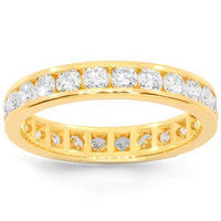 Thumbnail for 18K Yellow Solid Gold Womens Diamond Eternity Ring Band 2.50 Ctw