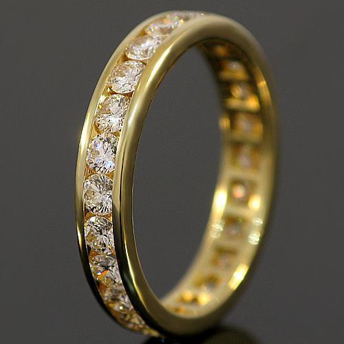 18K Yellow Solid Gold Womens Diamond Eternity Ring Band 2.50 Ctw