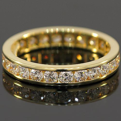 18K Yellow Solid Gold Womens Diamond Eternity Ring Band 2.50 Ctw