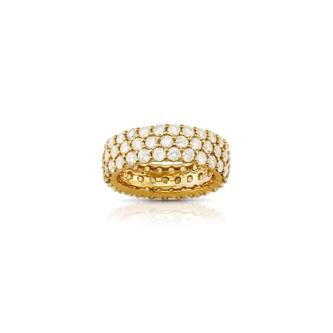 Clarity Enhanced Diamond Triple Row Eternity Band in 14k Yellow Gold 8.50 Ctw