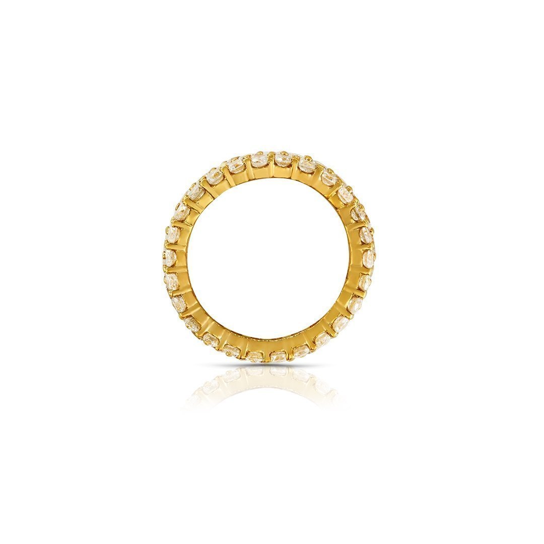 Clarity Enhanced Diamond Triple Row Eternity Band in 14k Yellow Gold 8.50 Ctw