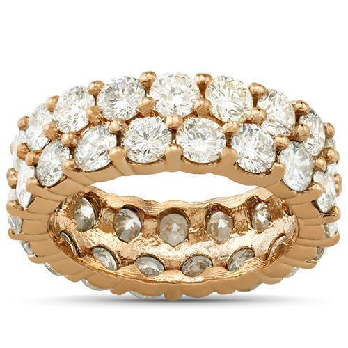 Diamond Double Row Eternity Band in 14k Rose Gold 6.50 Ctw