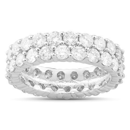 Diamond Double Row Eternity Band in 14k White Gold 4.25 Ctw