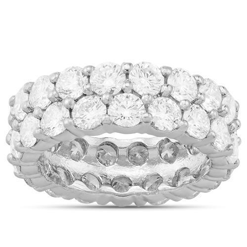 Diamond Double Row Eternity Band in 14k White Gold 7 Ctw