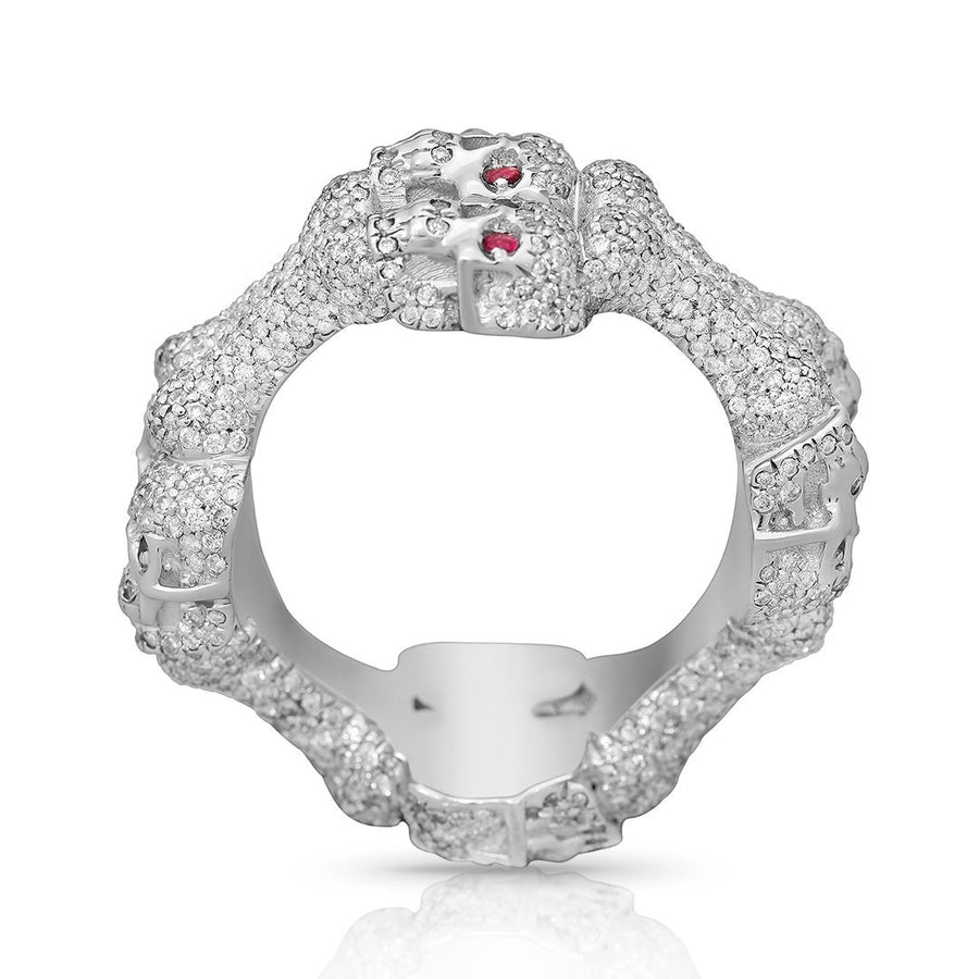 14k White Gold Diamond Skull Ring 2.81 Ctw