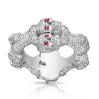 Thumbnail for 14k White Gold Diamond Skull Ring 2.81 Ctw