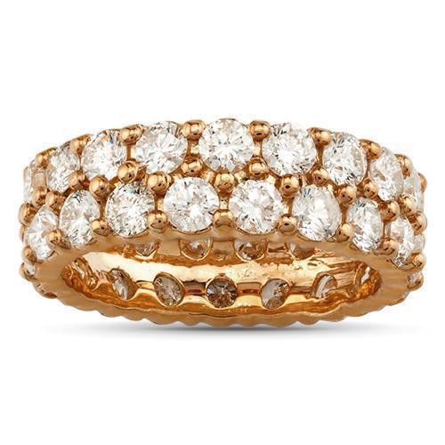 Diamond Two Row Eternity Band in 14k Yellow Gold 4.50 Ctw