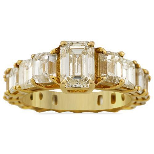 Emerald Cut Diamond Eternity Band Ring in 18k Yellow Gold 9.13 Ctw
