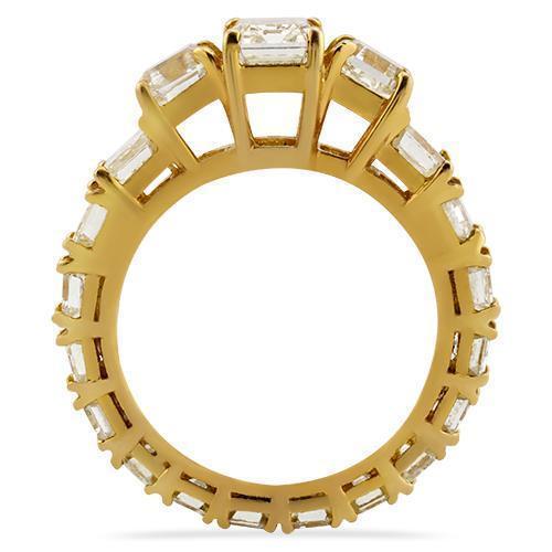 Emerald Cut Diamond Eternity Band Ring in 18k Yellow Gold 9.13 Ctw