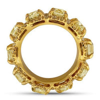 Thumbnail for Fancy Yellow Cushion Cut Diamond Eternity Band in 14k Yellow Gold 9.50 Ctw