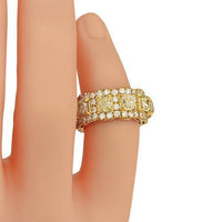 Thumbnail for Fancy Yellow Cushion Cut Diamond Eternity Band in 14k Yellow Gold 9.50 Ctw
