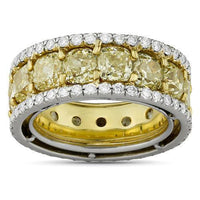 Thumbnail for Fancy Yellow Cushion Cut Diamond Eternity Band in Platinum and 18k Yellow Gold 12.47 Ctw