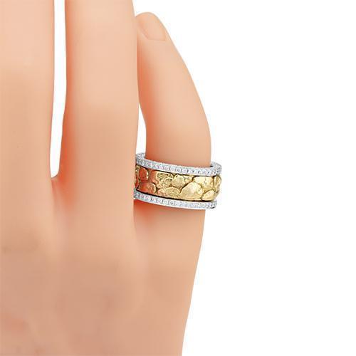 Gold Nugget Style Diamond Eternity Band Two Tone 14k Gold 3.50 Ctw