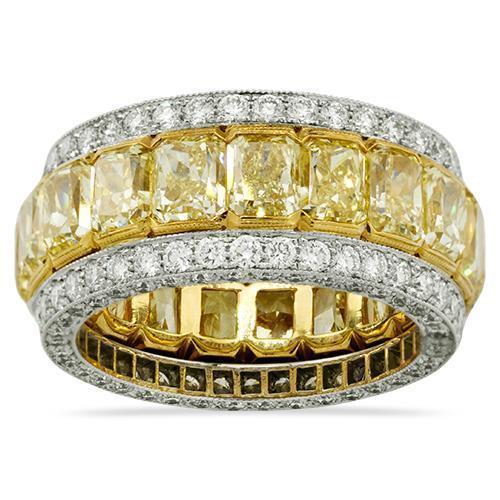 Radiant Diamond Eternity Band in Platinum and 18k Yellow Gold 11.30 Ctw