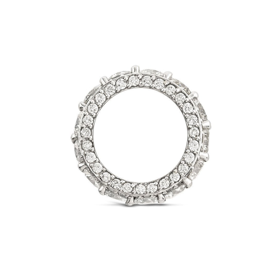 Three Row Diamond Wedding Band in 14k White Gold 17 Ctw
