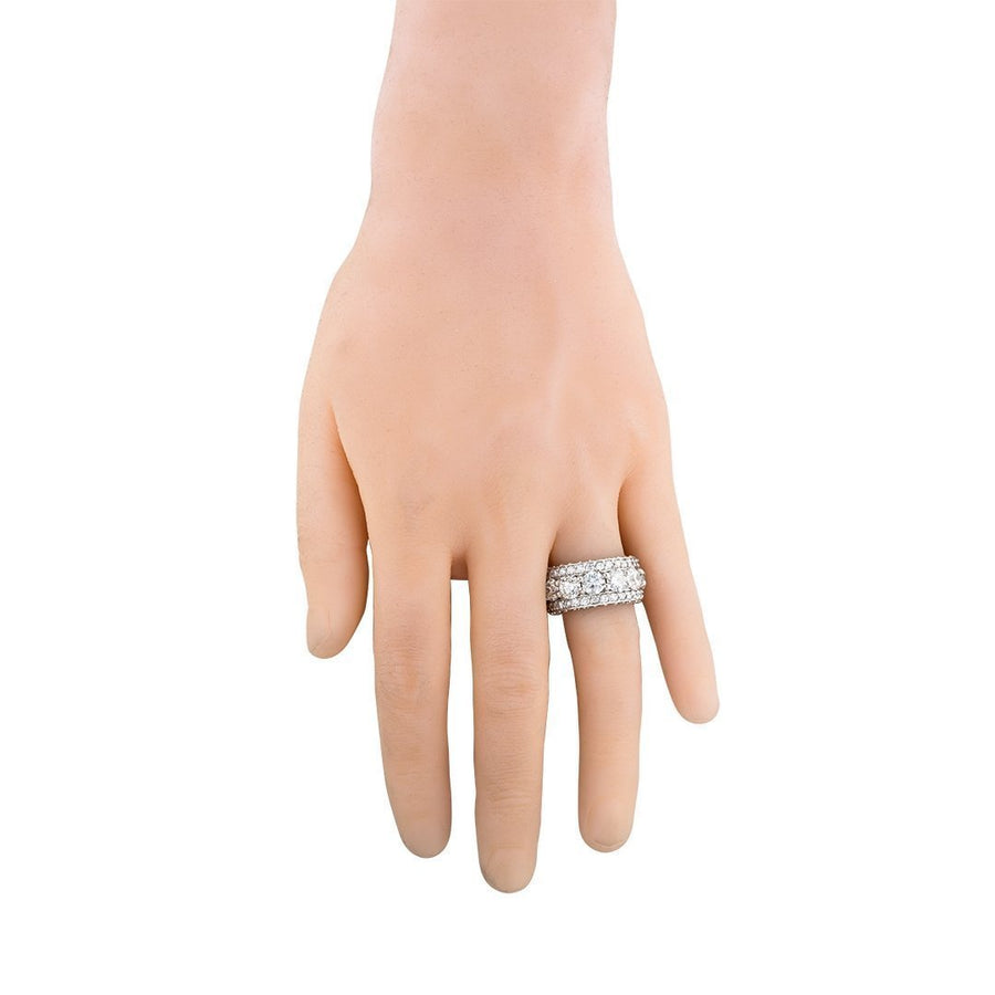 Three Row Diamond Wedding Band in 14k White Gold 17 Ctw