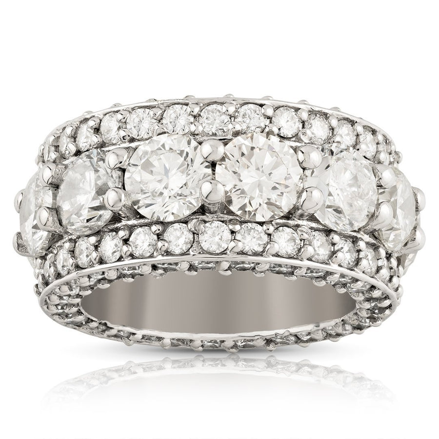 Three Row Diamond Wedding Band in 14k White Gold 17 Ctw