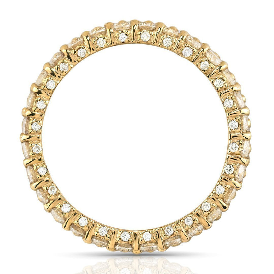 Triple Row Diamond Eternity Wedding Band Ring in 14k Yellow Gold 4.77 Ctw