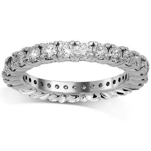 VS Diamond Eternity Ring 1.25 Ctw in 14K White Solid Gold