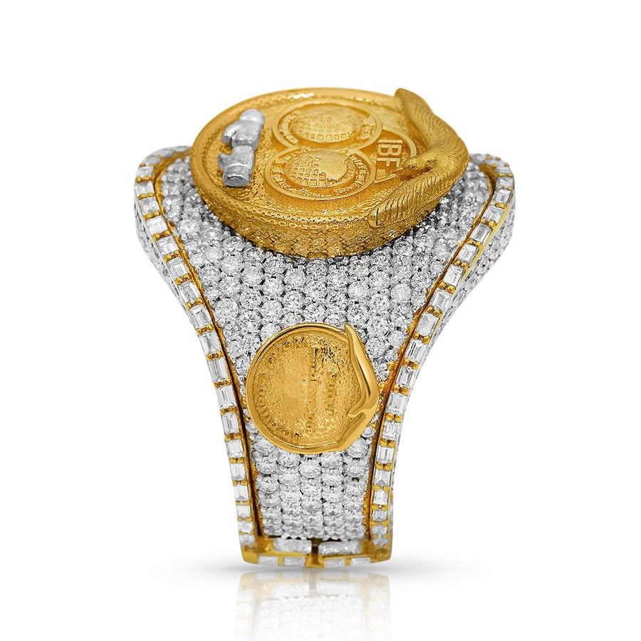 14k Yellow Gold Diamond Championship Belt Ring 10.45 Ctw