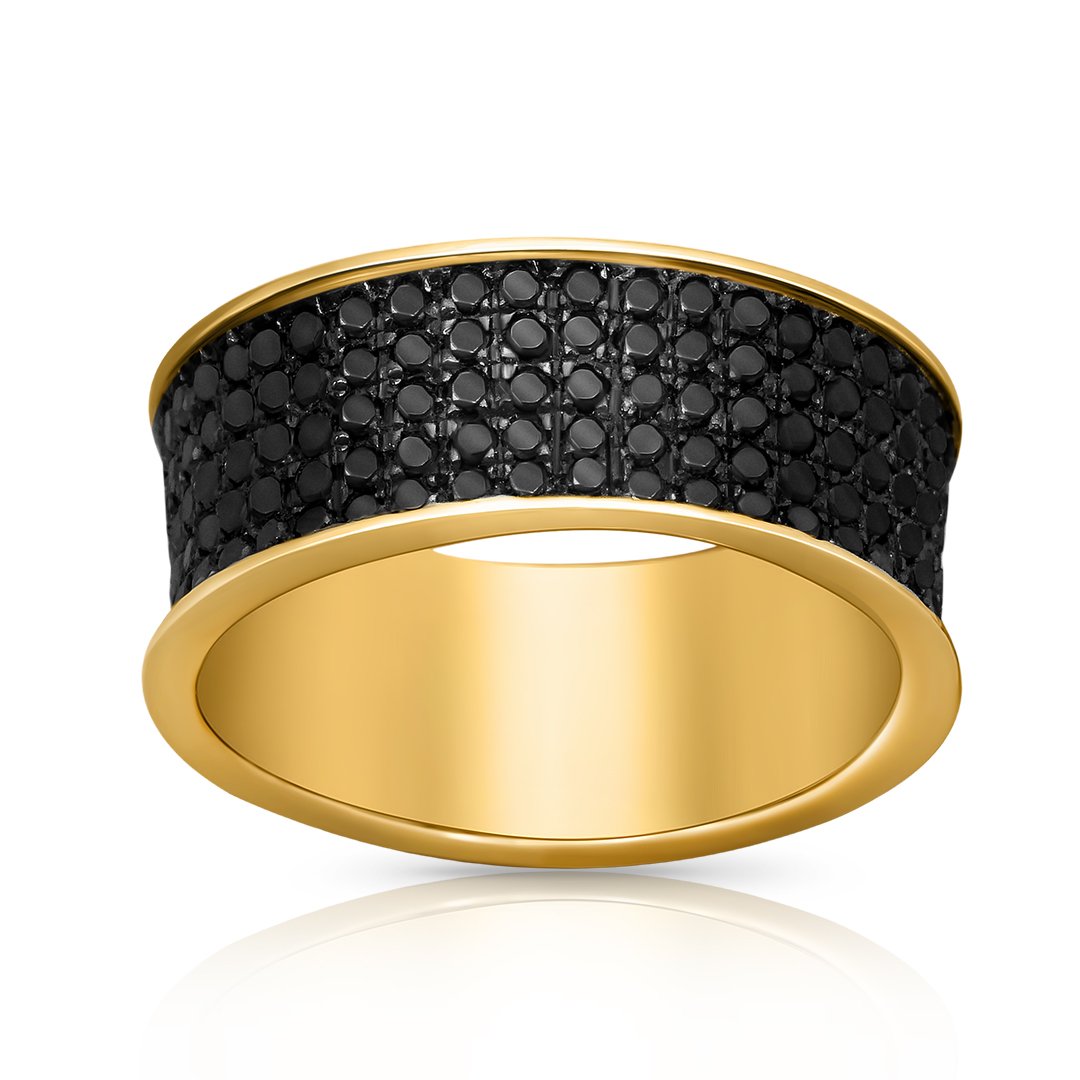 Black Diamond Wedding Band in 10k Yellow Gold 1.73 Ctw