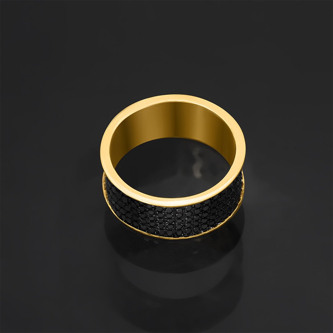 Black Diamond Wedding Band in 10k Yellow Gold 1.73 Ctw