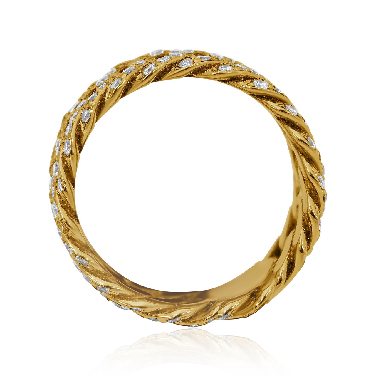 14k Yellow Gold Diamond Eternity Cuban Link Ring 1.70 Ctw