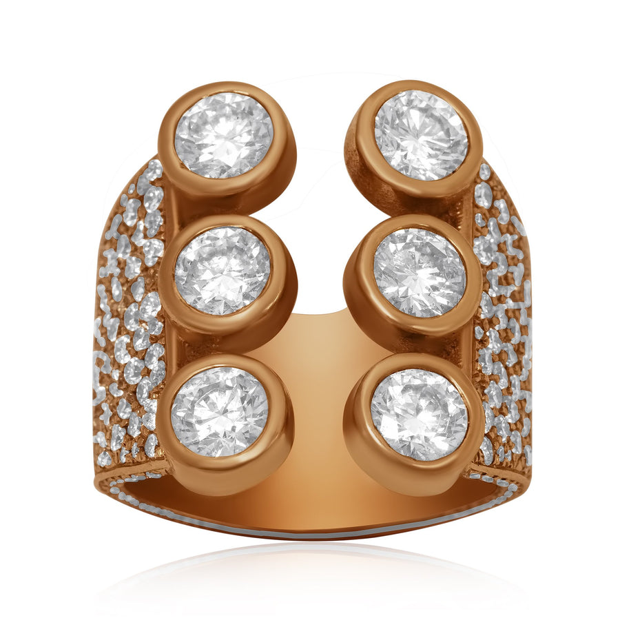 Anillo de eternidad de diamantes majestuosos de oro amarillo de 14 k, 4,48 quilates 