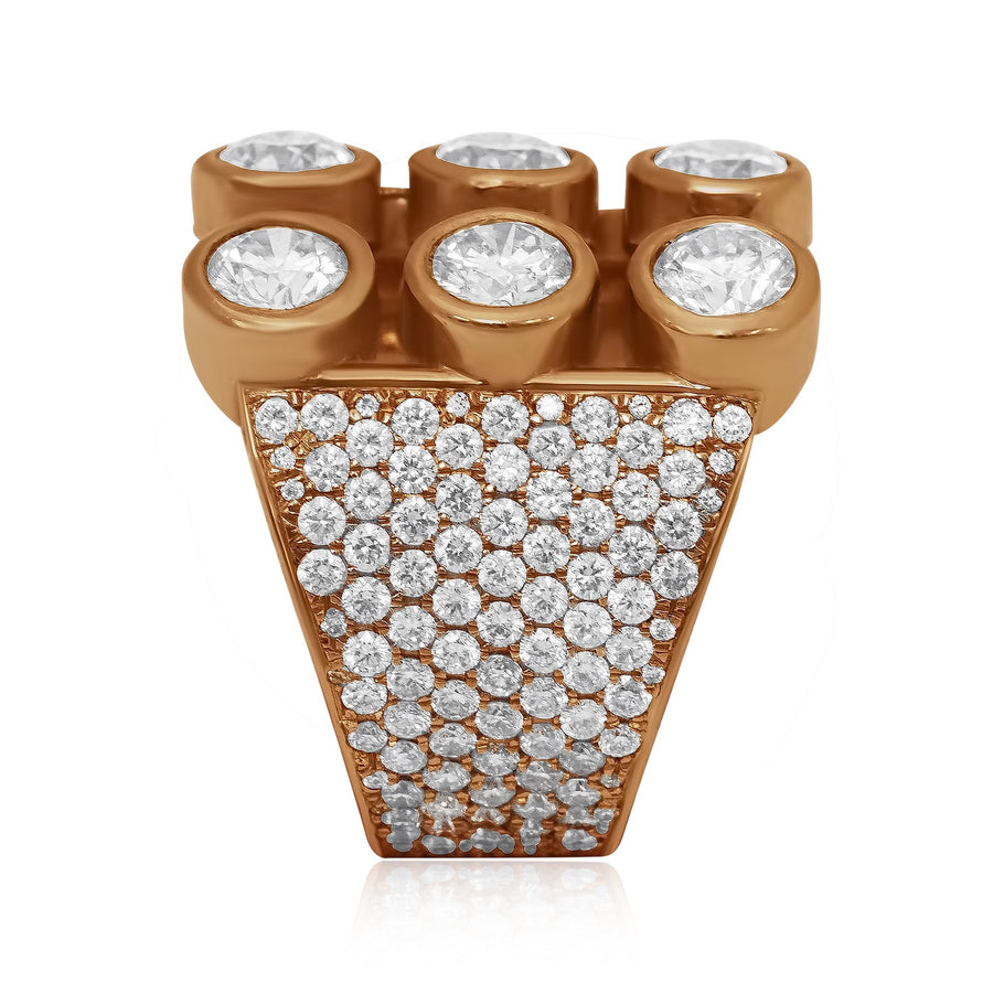 Anillo de eternidad de diamantes majestuosos de oro amarillo de 14 k, 4,48 quilates 