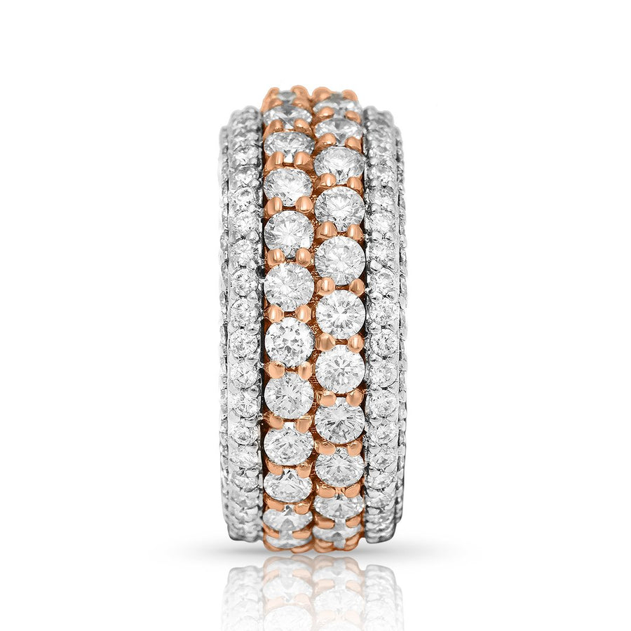 14k two tone Stacked Diamond Eternity Band 4.71 Ctw