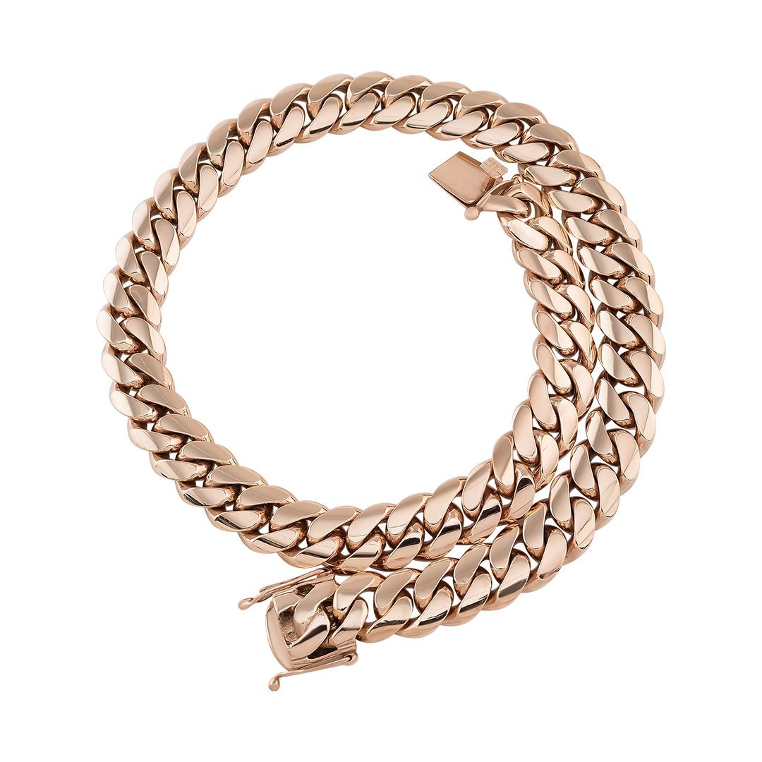 10k Rose Gold Miami Cuban Link Chain 18 mm