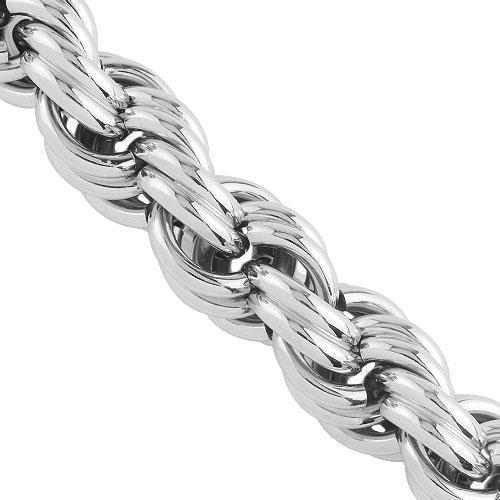 10K Solid White Gold Necklace Textured Twist Rope Chain