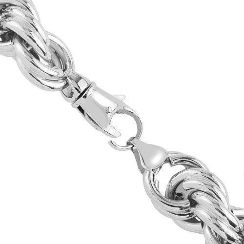 10K Solid White Gold Necklace Textured Twist Rope Chain